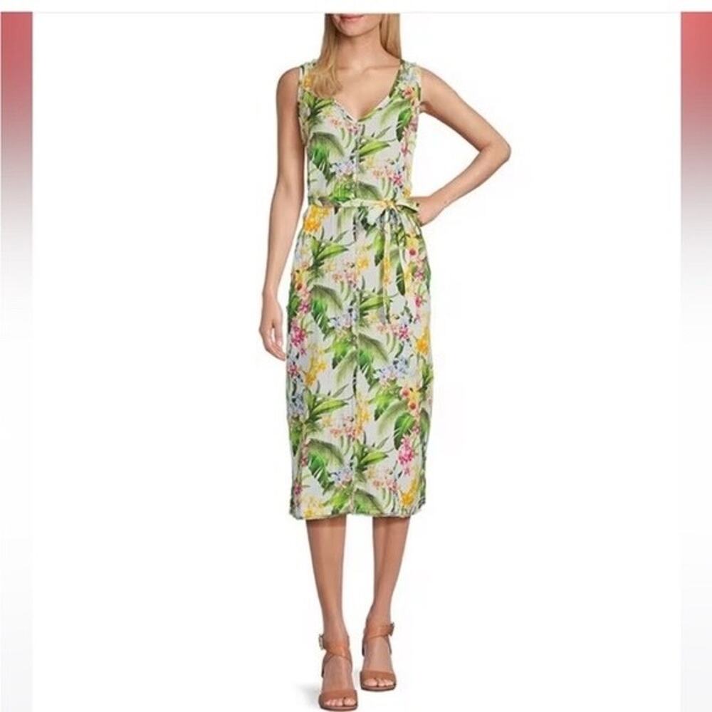 TOMMY BAHAMA BREEZY BLOOMS SLEEVELESS FLORAL MIDI DRESS 100% COTTON SZ XS $168